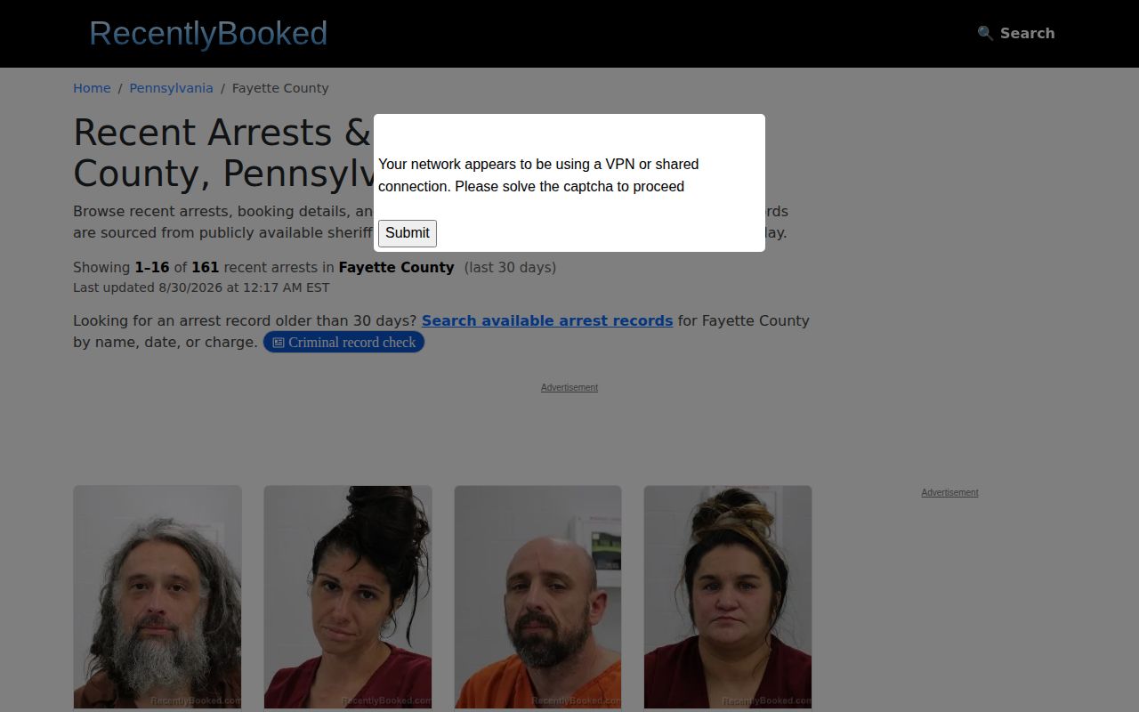 Fayette County crime news RecentlyBooked secondary index source